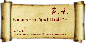 Pacurariu Apollinár névjegykártya